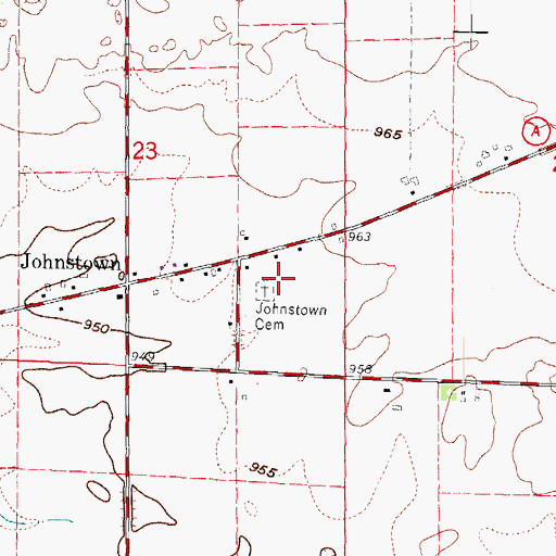 Topographic Map of Johnstown Cemetery, WI