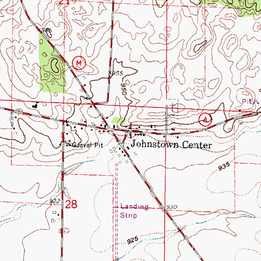 Topographic Map of Johnstown Center, WI