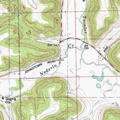 Topographic Map of Johnstown Valley, WI
