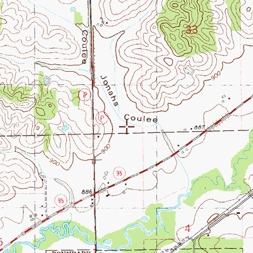 Topographic Map of Jonahs Coulee, WI