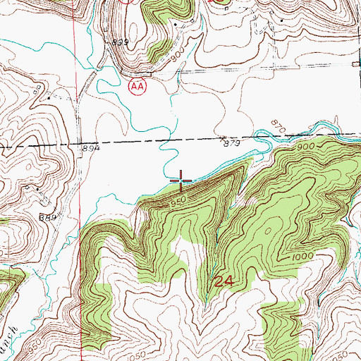 Topographic Map of Jones Branch, WI
