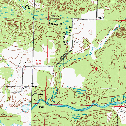 Topographic Map of Jones Creek, WI