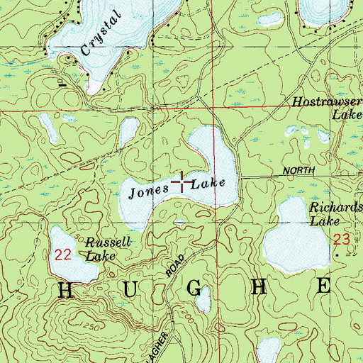 Topographic Map of Jones Lake, WI