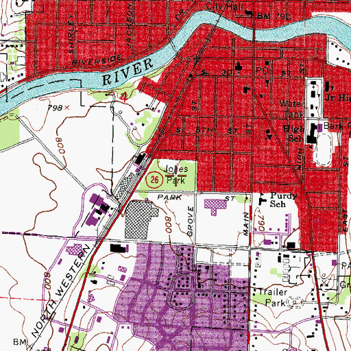 Topographic Map of Jones Park, WI