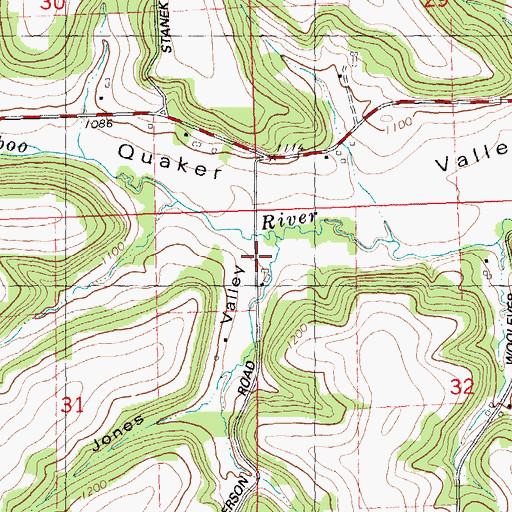 Topographic Map of Jones Valley, WI