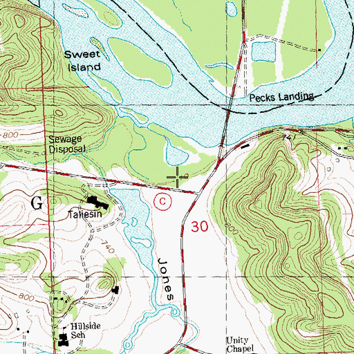 Topographic Map of Jones Valley, WI
