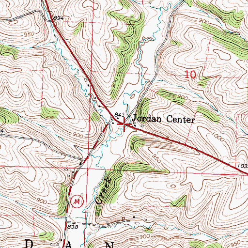 Topographic Map of Jordan Center, WI