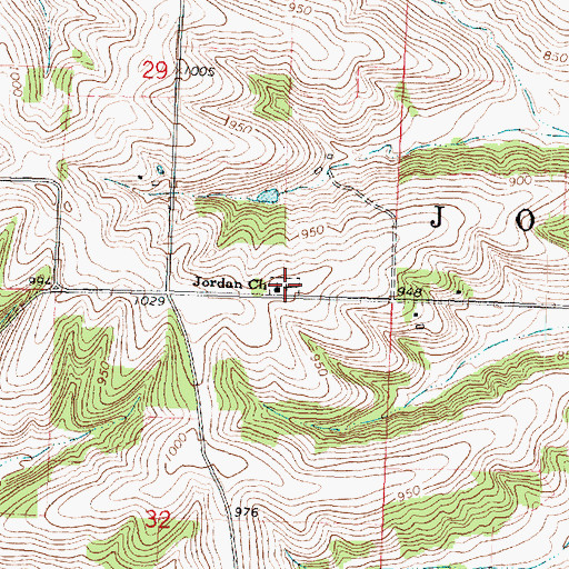 Topographic Map of Jordan Church, WI