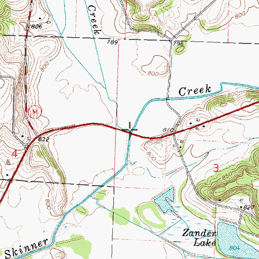 Topographic Map of Jordan Creek, WI
