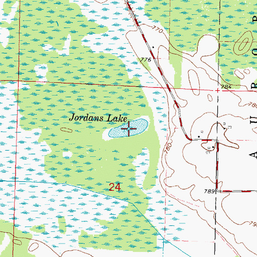 Topographic Map of Jordans Lake, WI