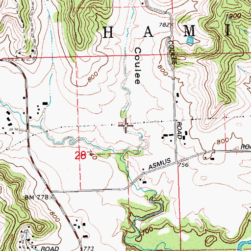 Topographic Map of Jordson Coulee, WI