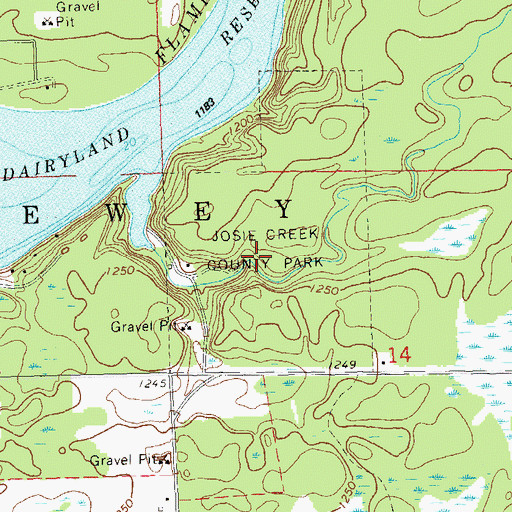 Topographic Map of Josie Creek County Park, WI