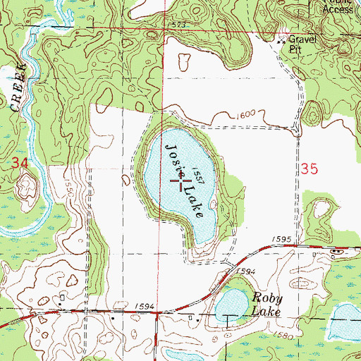 Topographic Map of Josie Lake, WI