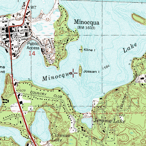 Topographic Map of Jossart Island, WI