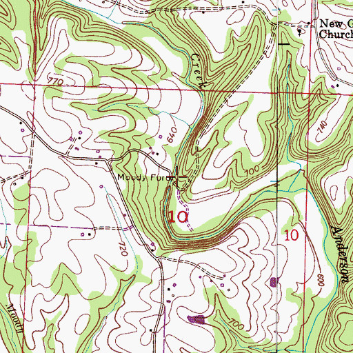 Topographic Map of Moody Ford, AL