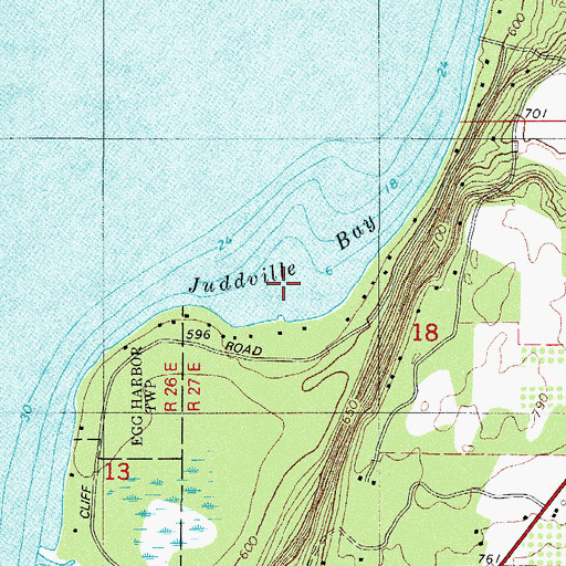 Topographic Map of Juddville Bay, WI