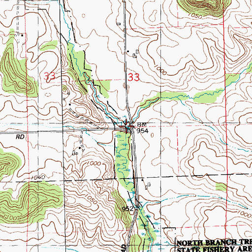 Topographic Map of Judkins Creek, WI