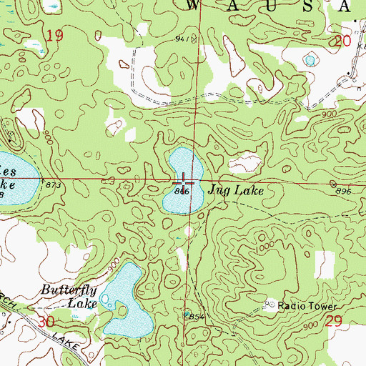 Topographic Map of Jug Lake, WI
