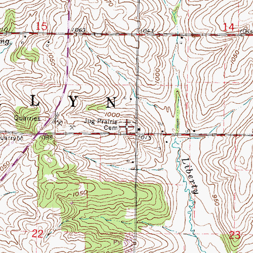 Topographic Map of Jug Prairie Cemetery, WI