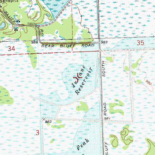 Topographic Map of Juleane Reservoir, WI