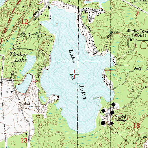 Topographic Map of Lake Julia, WI