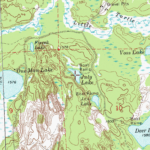 Topographic Map of July Lake, WI