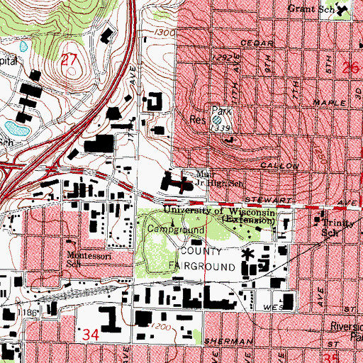Topographic Map of Junior High School, WI