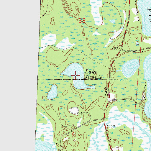 Topographic Map of Lake Junnie, WI