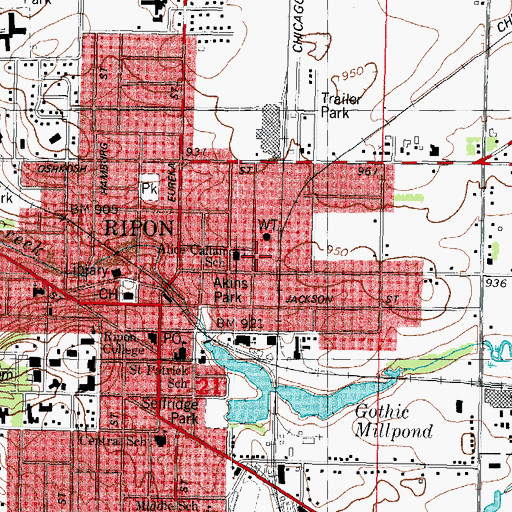 Topographic Map of Alice Callan Elementary School, WI