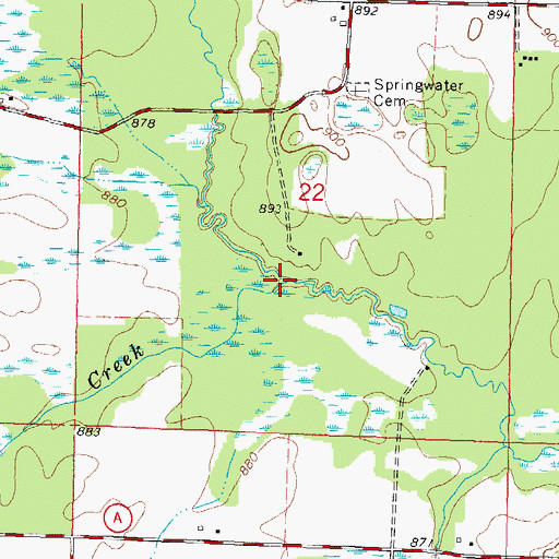 Topographic Map of Kaminski Creek, WI
