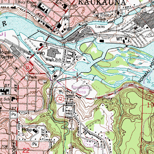 Topographic Map of Kankapot Creek, WI