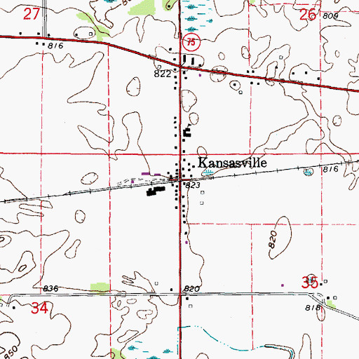 Topographic Map of Kansasville, WI
