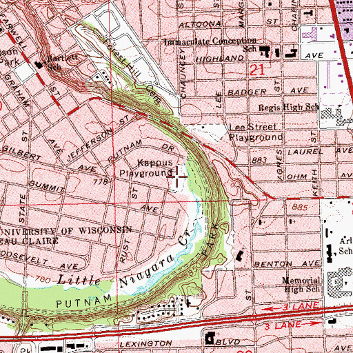 Topographic Map of Kappus Playground, WI