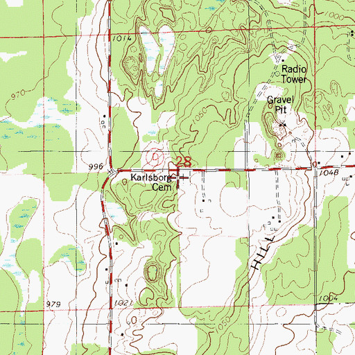 Topographic Map of Karlsborg Cemetery, WI