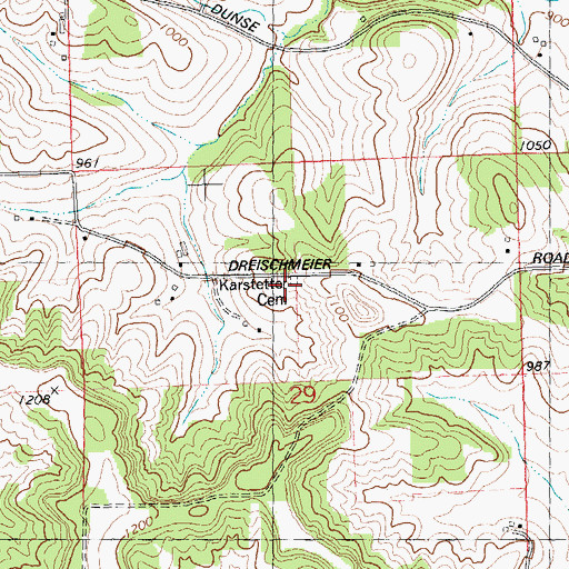 Topographic Map of Karstetter Cemetery, WI