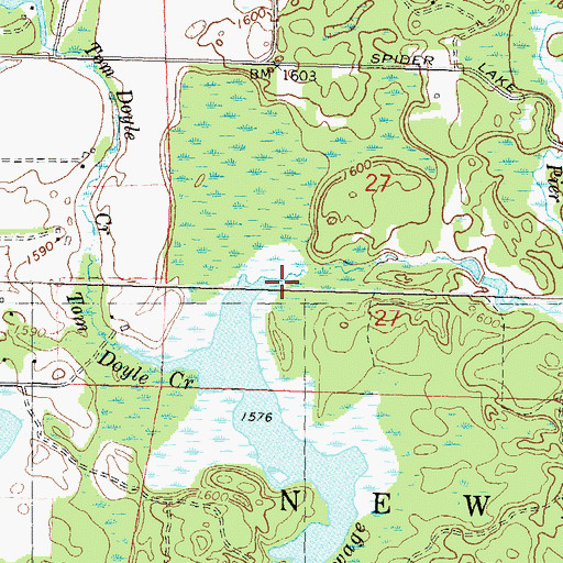 Topographic Map of Kate Pier Creek, WI