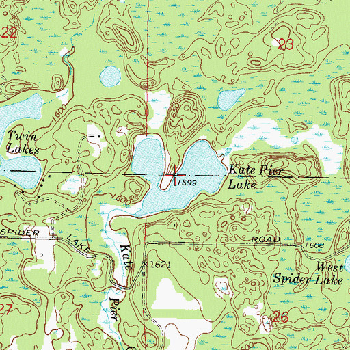 Topographic Map of Kate Pier Lake, WI