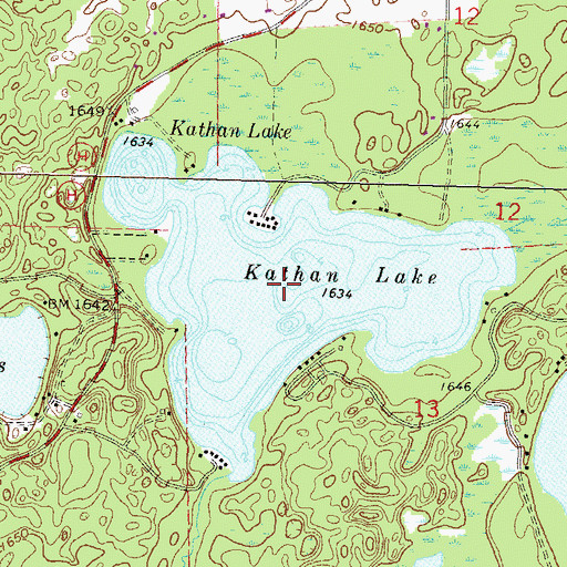 Topographic Map of Kathan Lake, WI