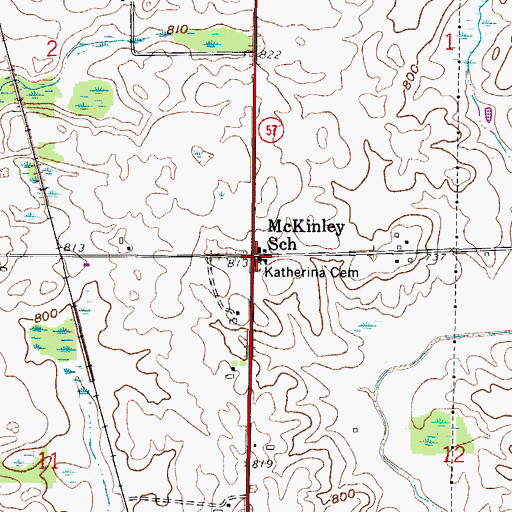 Topographic Map of Katarina Cemetery, WI
