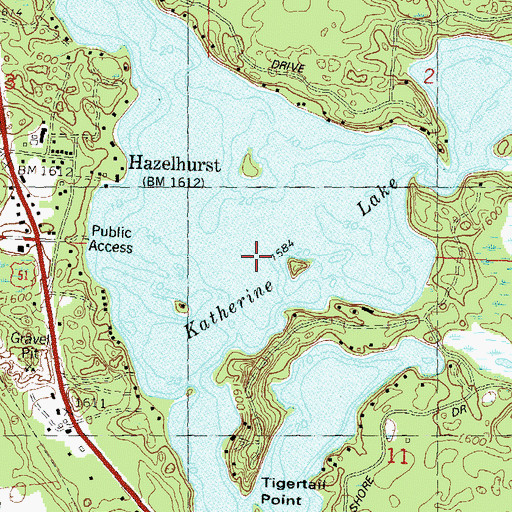 Topographic Map of Katherine Lake, WI