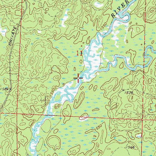 Topographic Map of Kaubashine Creek, WI