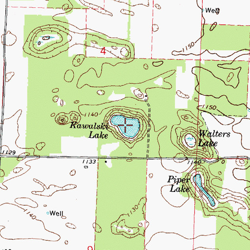 Topographic Map of Kawalski Lake, WI