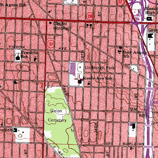 Topographic Map of Keefe Avenue Elementary School, WI
