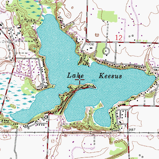 Topographic Map of Lake Keesus, WI