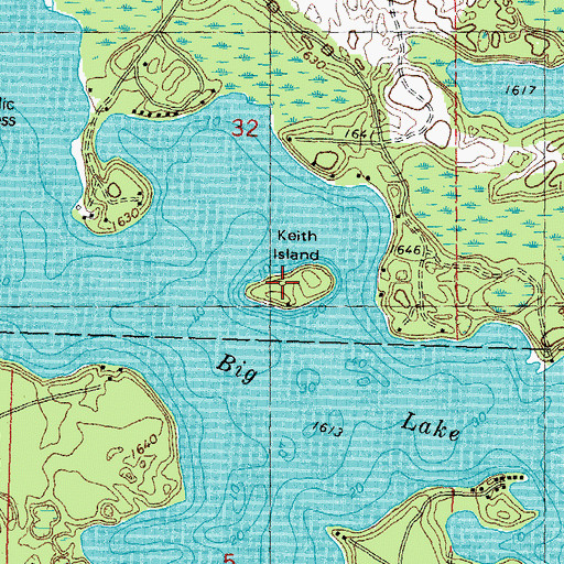 Topographic Map of Keith Island, WI
