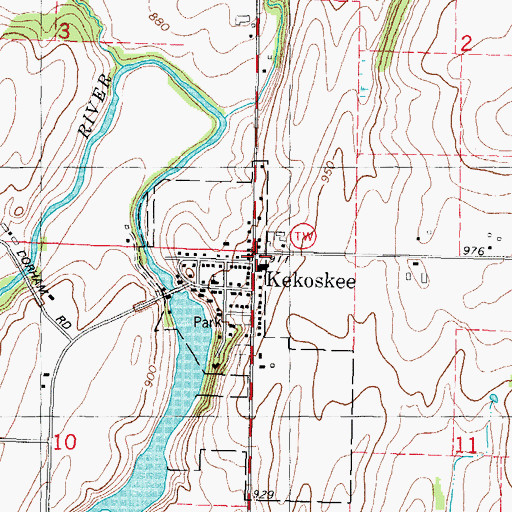 Topographic Map of Kekoskee, WI