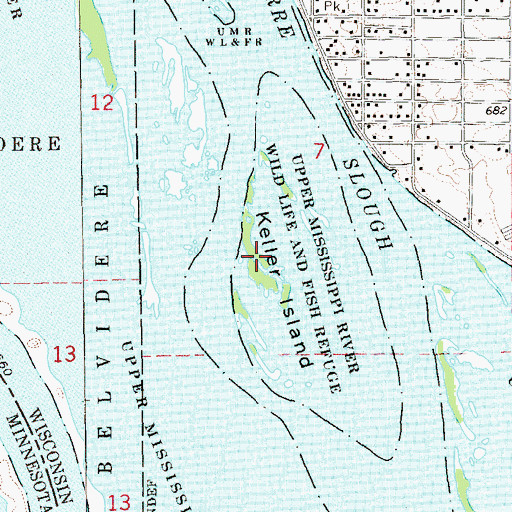 Topographic Map of Keller Island, WI