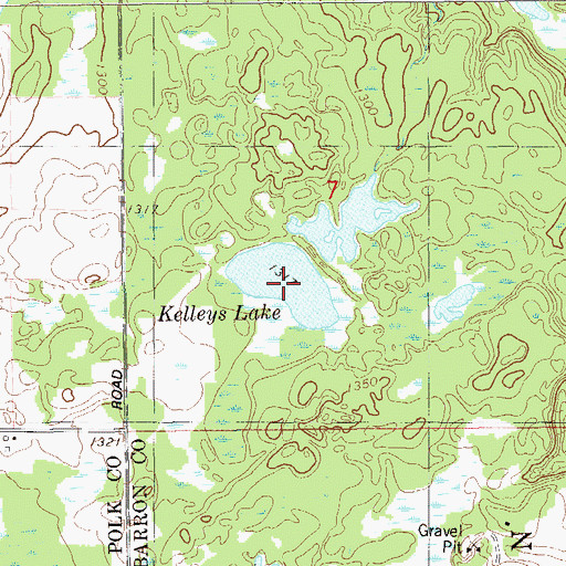 Topographic Map of Kelleys Lake, WI