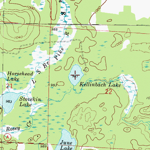 Topographic Map of Kellinbach Lake, WI