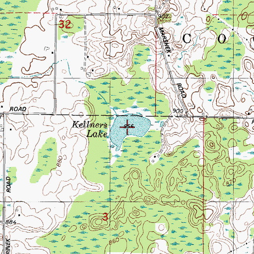Topographic Map of Kellners Lake, WI